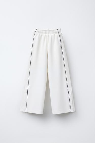 MODAL WIDE-LEG TROUSERS - Ecru by Zara