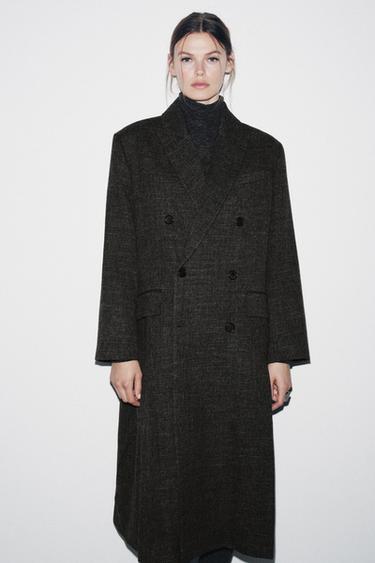 WOOL BLEND COAT WITH VENTS ZW COLLECTION - Brown marl by Zara