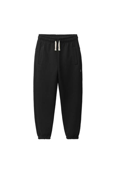 PLAIN SWEATSHIRT JOGGERS WITH LABEL - Black by Zara