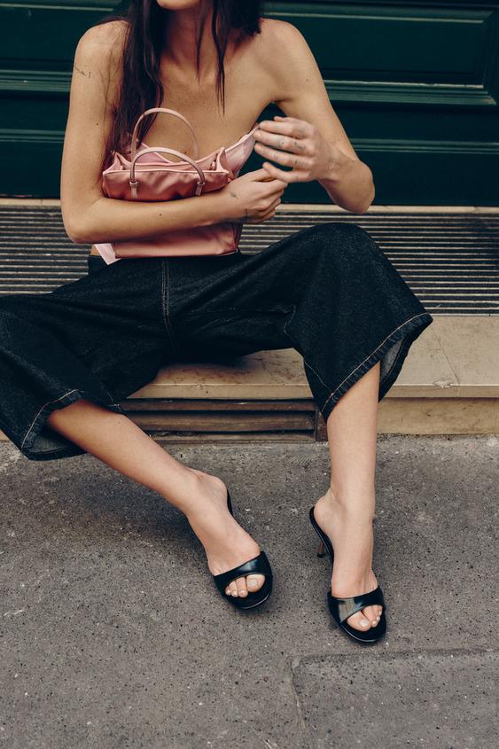 LAMINATED HEELED SANDALS - Black by Zara - Image 0