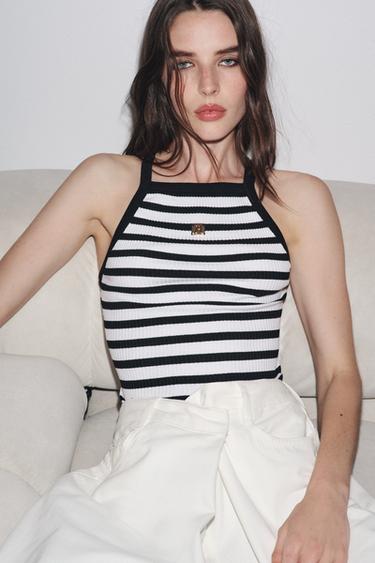 ZARA STRIPED BROOCH TOP - striped by Zara