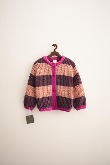 ZARA TIMELESS - STRIPED KNIT CARDIGAN - Peach by Zara - Image 0