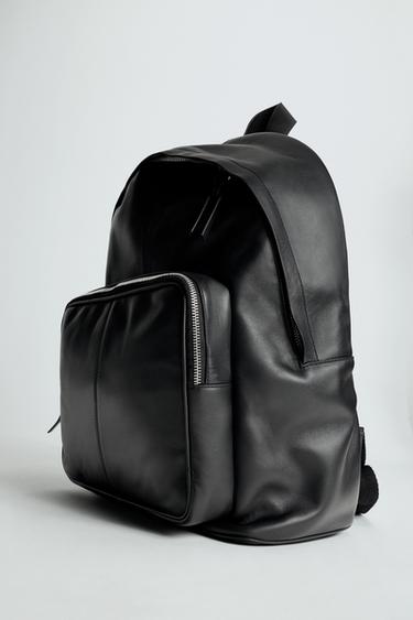 LEATHER BACKPACK - Black by Zara