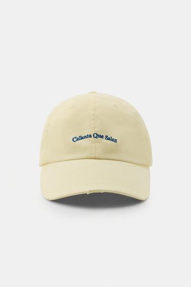 EMBROIDERED TEXT TWILL CAP - Yellow by Zara
