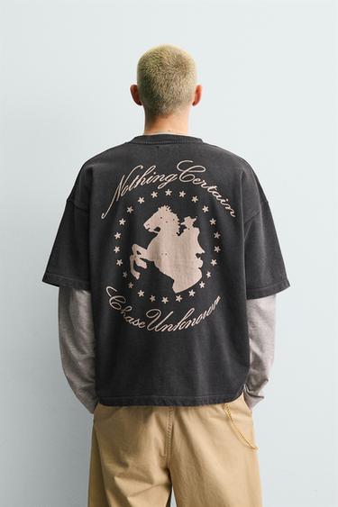 WASHED HORSE GRAPHIC SWEATSHIRT - Anthracite grey by Zara