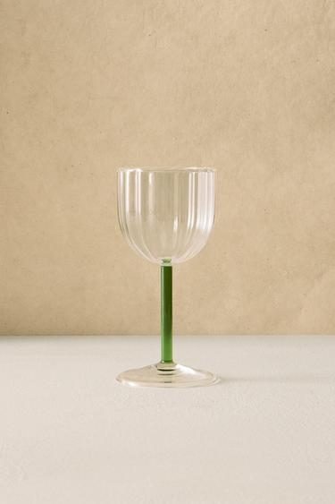 BOROSILICATE GLASS WITH COLOURED STEM - Green by Zara