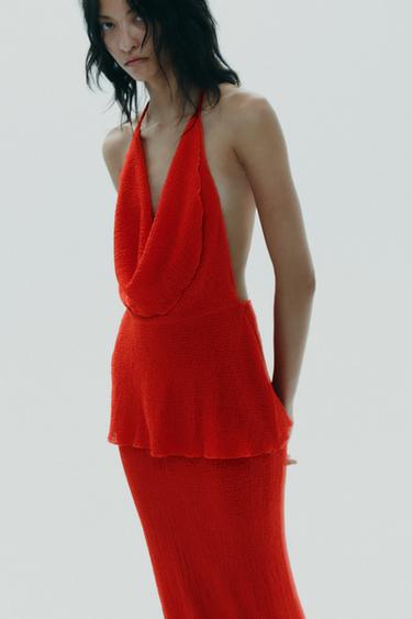 MULTI-WAY TEXTURED LAYERED TOP - Intense red by Zara