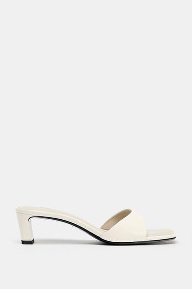LOW-HEEL LEATHER SANDALS - Ecru White by Zara