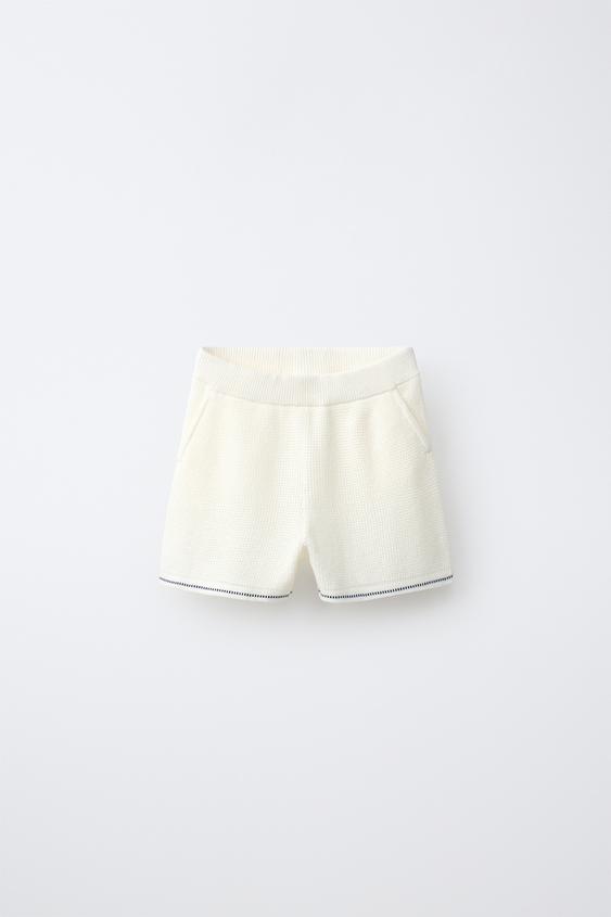 WAFFLE-KNIT BERMUDA SHORTS - Ecru by Zara - Image 0