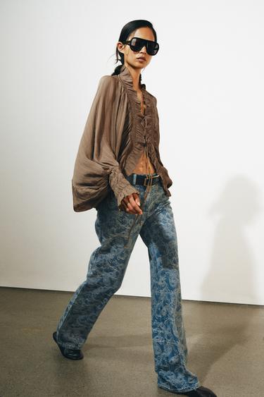 ZW COLLECTION RUCHED BLOUSE - Brown by Zara