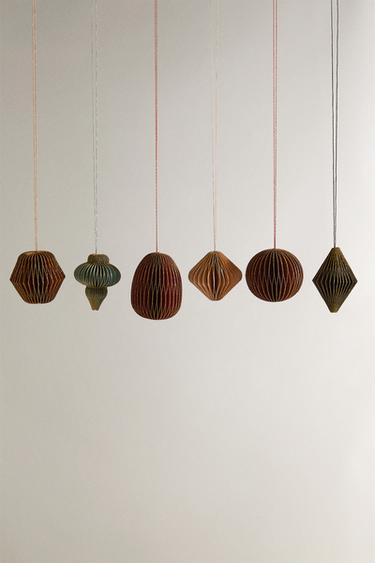 PACK OF PAPER CHRISTMAS DECORATIONS (PACK OF 12) - Brown by Zara