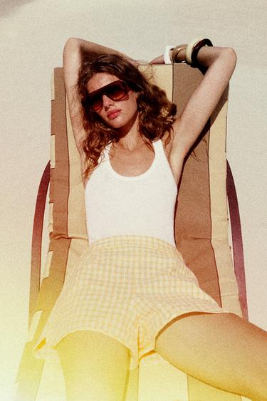 CHECK SHORTS - Yellow by Zara