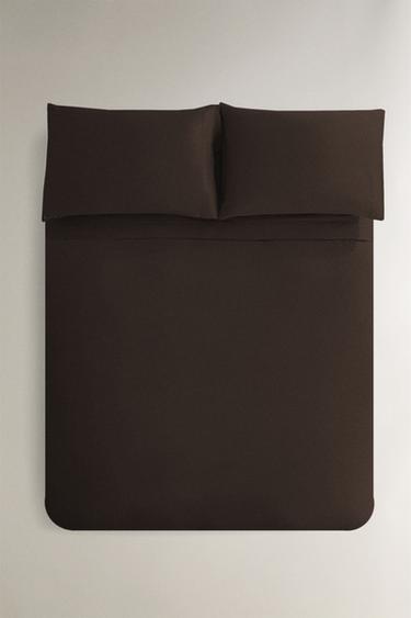 SATEEN DUVET COVER (300 THREAD COUNT) - Brown by Zara