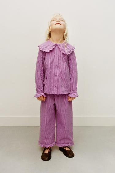 STRIPED CULOTTES WITH HEART - Lilac by Zara