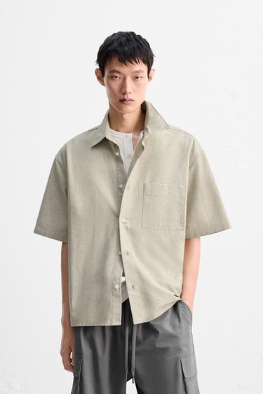 TEXTURED OXFORD SHIRT - Sage Green by Zara