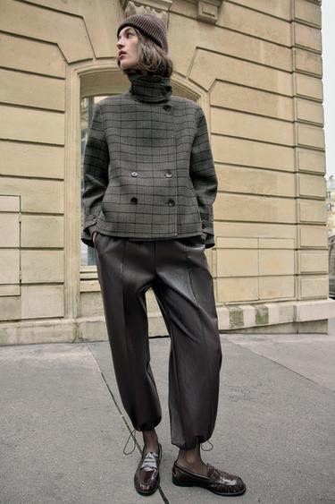 CHECKED DOUBLE-BREASTED JACKET - Brown / Ecru by Zara