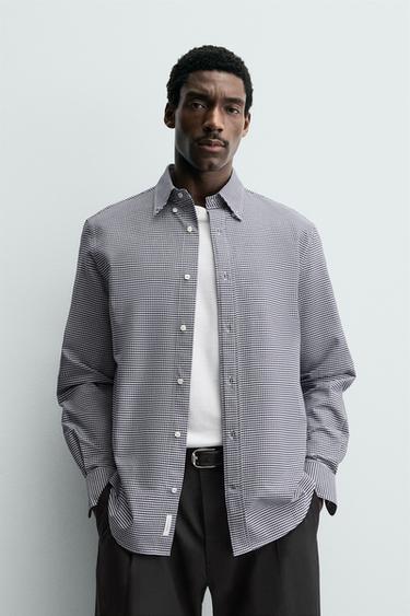 COTTON CHECKS SHIRT - Blue/White by Zara
