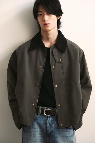 CONTRAST COLLAR TECHNICAL JACKET - Anthracite Grey by Zara