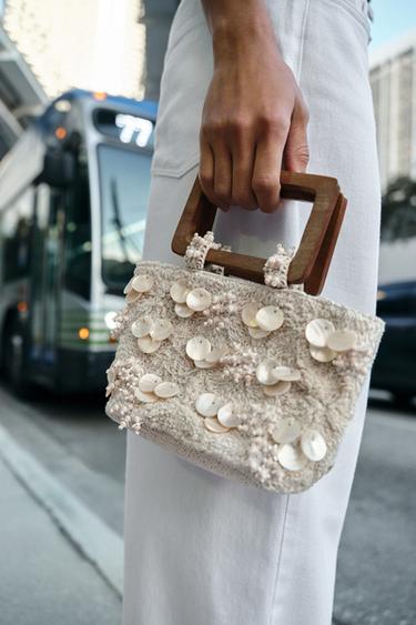 MINI EMBROIDERED BAG - Ecru by Zara