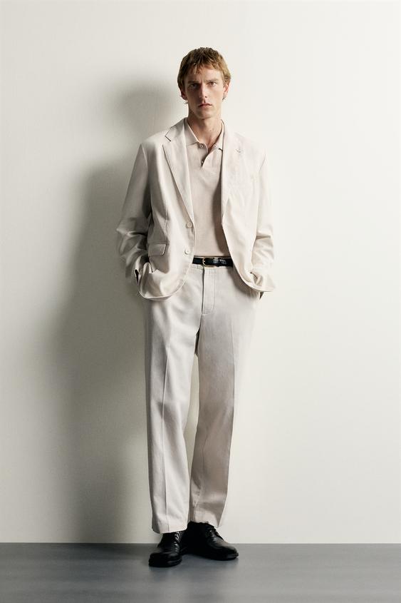 WASHED EFFECT RELAXED FIT SUIT BLAZER - Stone by Zara - Image 0