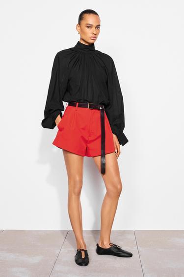 LEATHER BALLET FLATS - Black by Zara