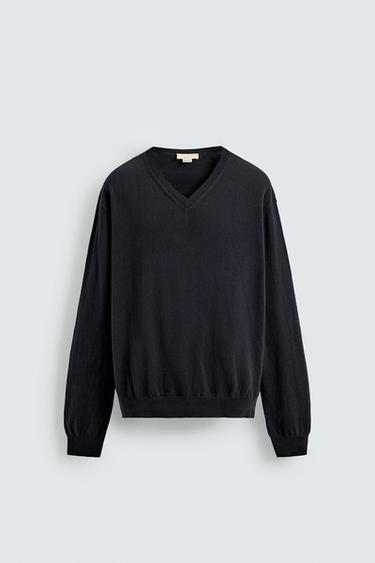 LIGHT COTTON/LINEN JUMPER LIMITED EDITION - Navy blue by Zara