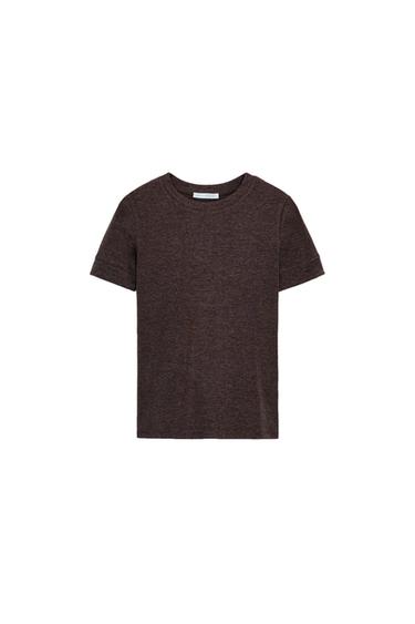 MINIMAL SHORT SLEEVE T-SHIRT - Brown marl by Zara