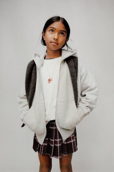 CHECK BERMUDA SKORT WITH PLEATS - Brown by Zara