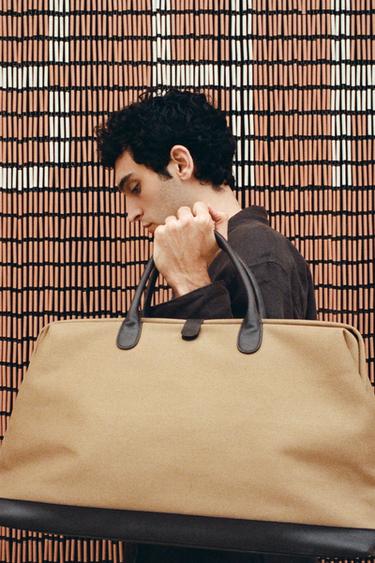 COTTON TRAVEL BAG WITH BUTTON - Beige by Zara