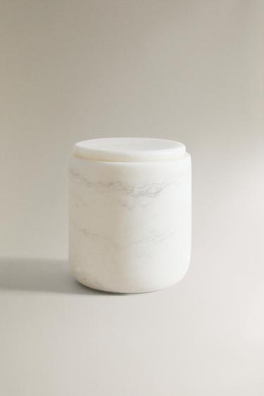 WHITE MARBLE BATHROOM ORGANISER JAR - white by Zara