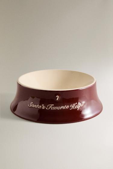 STONEWARE CHRISTMAS PET FOOD BOWL - Red by Zara