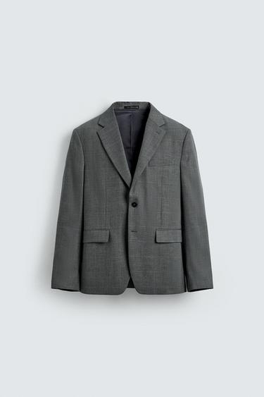 CHECK SUIT BLAZER - Grey marl by Zara - Image 0