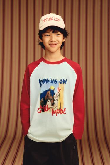 HORSE RAGLAN SLEEVE T-SHIRT - White by Zara