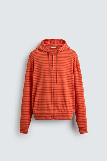 STRIPED HOODIE - Orange by Zara