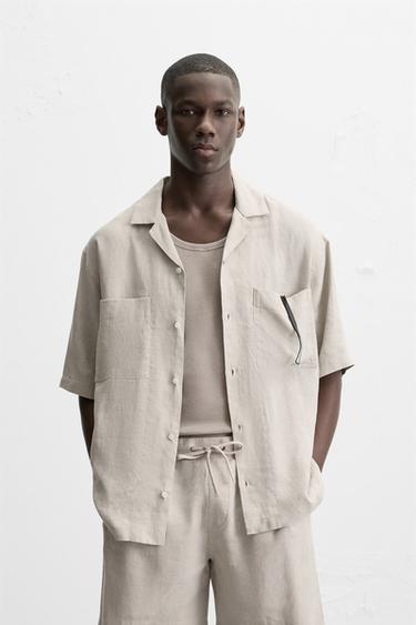 100% LINEN SHIRT - Beige by Zara