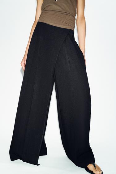 WIDE-LEG PAREO TROUSERS - Black by Zara
