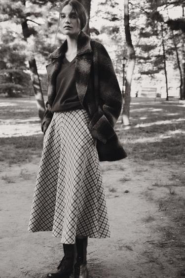 ZW COLLECTION CHECK CAPE SKIRT - Multicoloured by Zara