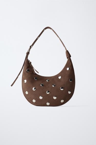 STUDDED SHOULDER BAG - Brown by Zara