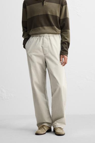 WIDE-LEG COTTON TROUSERS - Light beige by Zara