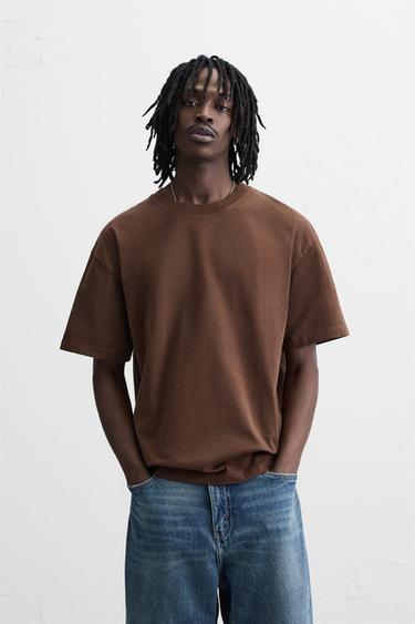 BASIC HEAVYWEIGHT T-SHIRT - Brown by Zara