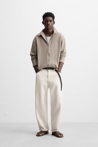 TEXTURED CHECK JACKET - Brown / Taupe by Zara - Image 0