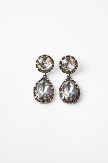 METAL JEWEL EARRINGS - Anthracite grey by Zara