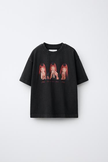 JENNIE RUBY® FADED-EFFECT T-SHIRT - Anthracite grey by Zara
