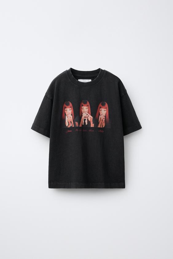 JENNIE RUBY® FADED-EFFECT T-SHIRT - Anthracite grey by Zara - Image 0