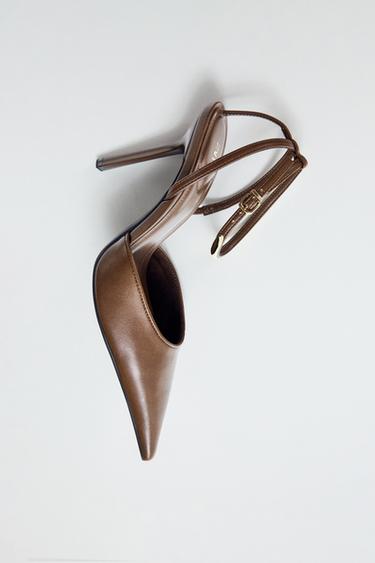 HIGH-HEEL SHOES WITH METAL DETAIL - Brown by Zara