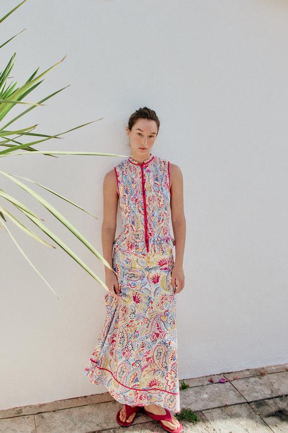 PRINTED TOP WITH CUTWORK EMBROIDERY - Multicoloured by Zara - Image 0