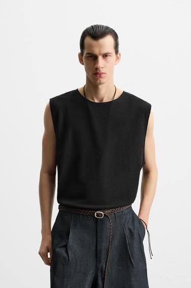 TEXTURED TANK TOP - Black by Zara