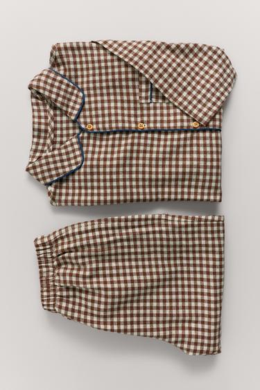 AGES 6-14 / FLANNEL GINGHAM PYJAMAS - Brown by Zara