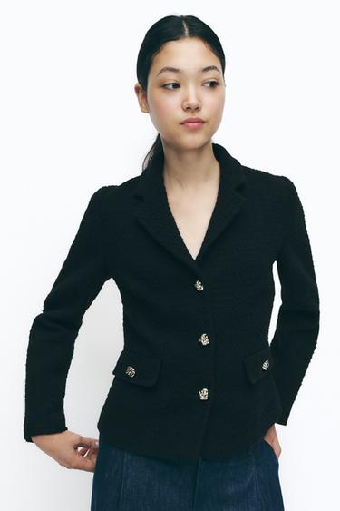 TEXTURED BLAZER WITH RAISED BUTTONS - Black by Zara