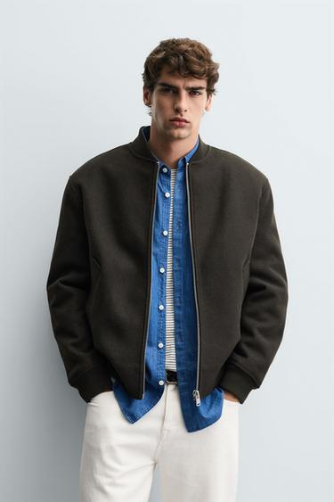 COMBINED BOMBER JACKET - Dark khaki by Zara
